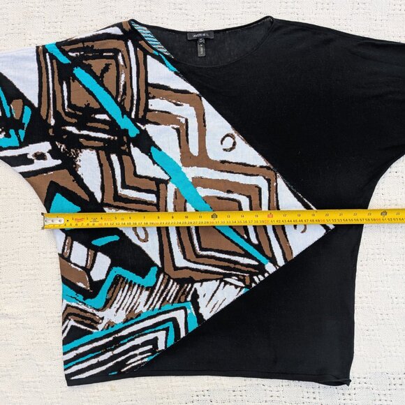 Lafayette 148 NY Women Multi-Colored 2/3 Sleeve Top 100% Cotton Blouse Size M - Picture 4 of 8